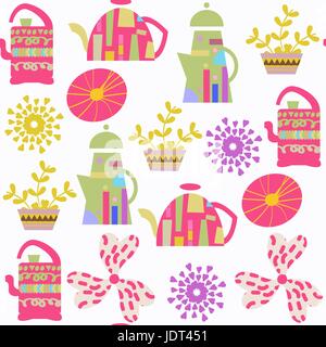 Kettle abstract seamless pattern. It is located in swatch menu, vector image. Cute background Stock Vector