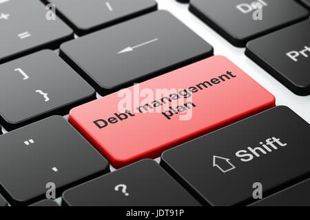 Finance concept: Debt Management Plan on computer keyboard background Stock Photo