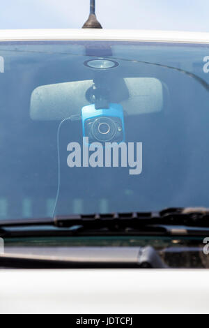DVR on the windscreen of the car close-up Stock Photo