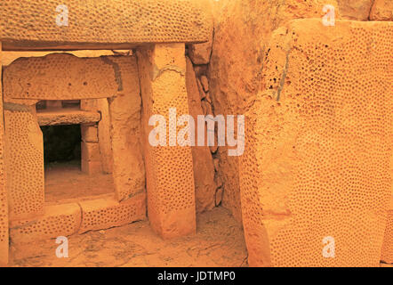 Mnajdra neolithic megalithic prehistoric temple complex site, Malta Stock Photo