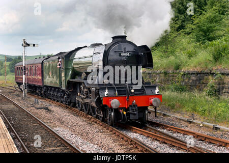 York. Railway station. Steam train the Scarborough Spa Express hauled ...