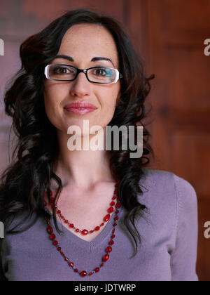 Medium close up of a woman wearing glass Stock Photo