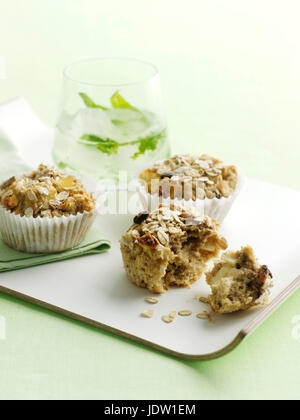 Tray of oat bran muffins Stock Photo