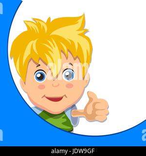 Cartoon boy giving you thumbs up Stock Vector