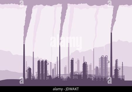 Oil and gas refinery owith smoking chimneys Stock Vector
