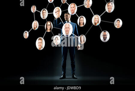 businessman with virtual corporate network Stock Photo