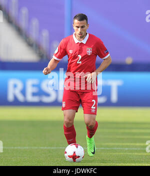 Milan Gajic during the UEFA European Under-21 match between Serbia and FYR Macedonia at Arena Bydgoszcz on June 20, 2017 in Bydgoszcz, Poland. (Photo by MB Media) Stock Photo