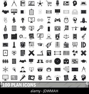 100 plan icons set black circle Stock Vector Image & Art - Alamy