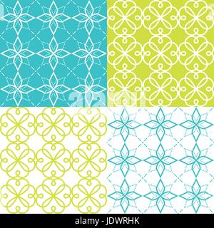 Geometric seamless pattern, Arabic ornament style, tiled design in turquoise and green color Stock Vector