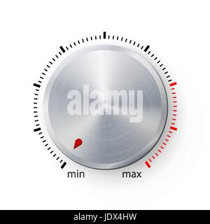 Dial Knob. Global Swatches. Realistic Plastic Button With Circular Processing. Technology Button Template. Volume Knob. Metal Texture For Web, Interfa Stock Vector