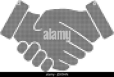 Handshake business agreement, vector icon in black dots, halftone Stock Vector