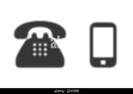 Simple phone icons vector abstract illustration made of black dots, halftone Stock Vector