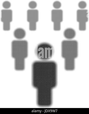 People icon vector illustration made of black dots, halftone Stock Vector