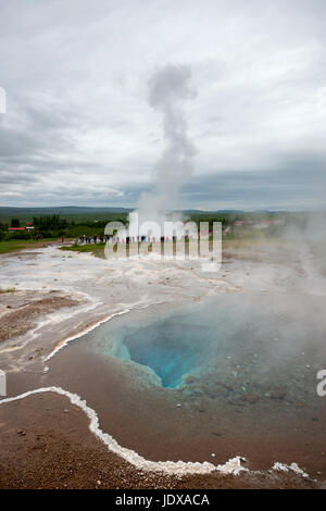 Strokkur geyser bubble ready to blow, Iceland in June Stock Photo - Alamy