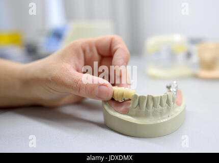 Closeup of dental technician working Stock Photo