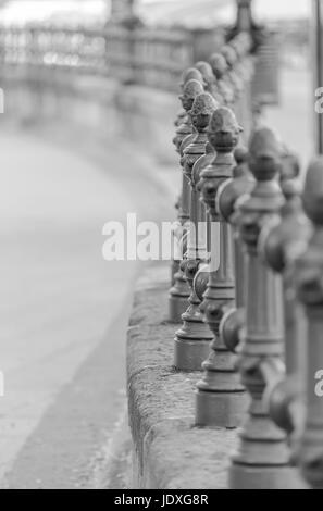 Detail of decorative cast iron fence on the Danube embankment. Budapest. Hungary Stock Photo