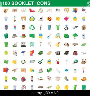 100 booklet icons set in cartoon style for any design vector illustration Stock Vector