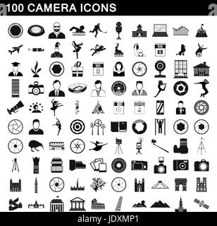 100 camera icons set in simple style for any design vector illustration Stock Vector