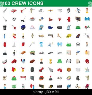 100 crew icons set in cartoon style for any design vector illustration Stock Vector