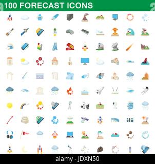 100 forecast icons set in cartoon style for any design vector illustration Stock Vector