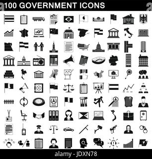 100 government icons set in simple style for any design vector illustration Stock Vector