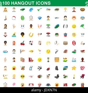100 hangout icons set in cartoon style for any design vector illustration Stock Vector