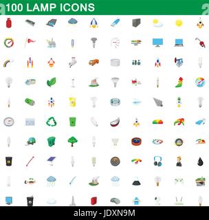 100 lamp icons set in cartoon style for any design vector illustration Stock Vector