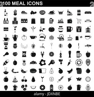 100 meal icons set in simple style for any design vector illustration Stock Vector