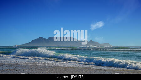 A view of Cape Town and table Mountain from across the ocean Stock Photo