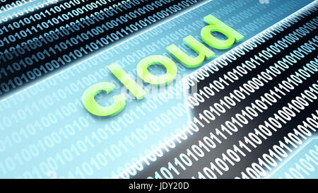 The word Cloud in front of a binary background. Stock Photo