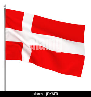 Danish flag. 3d illustration on white background