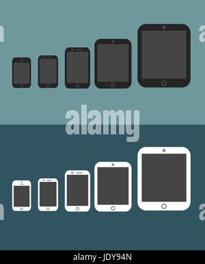 Electronic device phone and tablet,trendy flat icons. Eps 10 vector Stock Vector