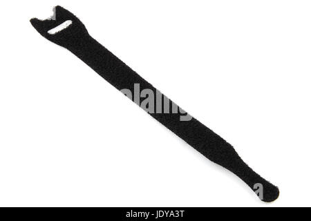 Velcro cable tie in black isolated on a white background Stock Photo