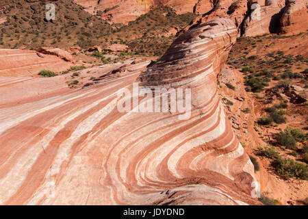 Fire Wave, Valley of Fire State Park, Nevada, USA Stock Photo