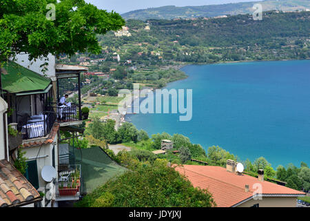 Looking down on Lake Albano from Castel Gandolfo, small Italian volcanic crater lake in the Alban Hills of Lazio Italy near Rome Stock Photo
