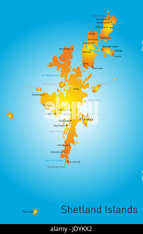 Vector color map of Shetland Islands Stock Photo