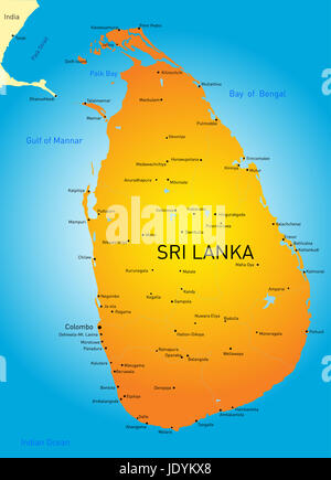 Vector map of Sri Lanka country Stock Photo: 43970695 - Alamy