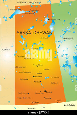 Vector color map of Saskatchewan province Stock Photo