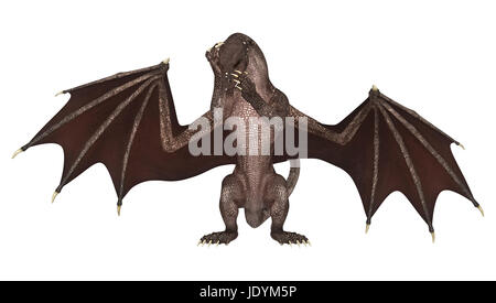 3D digital render of a grooming fantasy dragon isolated on white background Stock Photo