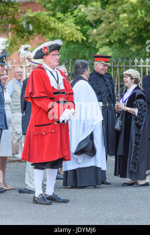 On a hot, sunny sunday, 18th june 2017, academics, guild members, court representatives and local dignitaries parade and process into the cathedral of Stock Photo