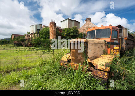 Abandoned truck by old sugar mill at Koloa Kauai Stock Photo