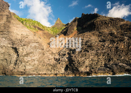 Na Pali coastline taken from sunset cruise along Kauai shore Stock Photo