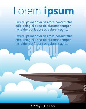 Vector mountain Illustration of the big brown rocks under the blue sky The space for the text for the brochure or website. Stock Vector