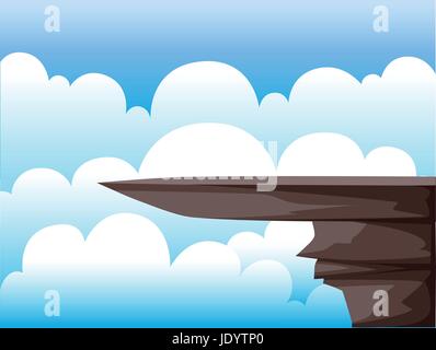Vector mountain Illustration of the big brown rocks under the blue sky The space for the text for the brochure or website. Stock Vector
