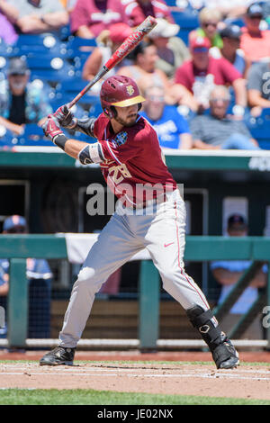 Omaha, NE USA. 19th June, 2017. Florida State's Dylan Busby #28 in action during game 5 of the 2017 NCAA Men's College World Series between Florida State Seminole vs Cal State Fullerton Titans at the TD Ameritrade Park in Omaha, NE.Attendance: 17,229.Florida State won 6-4 .Jimmy Rash/Cal Sport Media/Alamy Live News Stock Photo