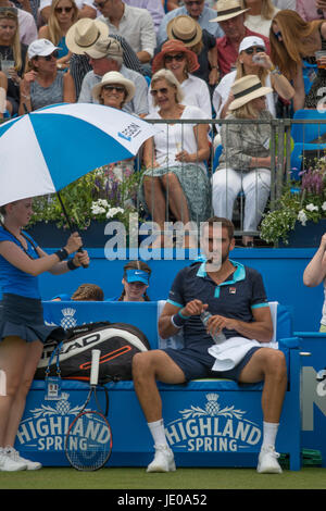 The Queen's Club, London, UK. 22nd June, 2017. Day 4 of the 2017 Aegon Tennis Championships in west London, number 4 seed Marin Cilic (CRO) plays Stefan Kozlov (USA). Credit: Malcolm Park/Alamy Live News Stock Photo