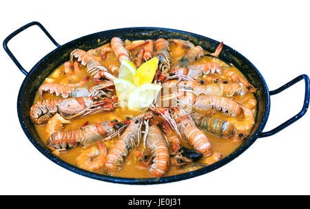 Paella isolated white background Stock Photo