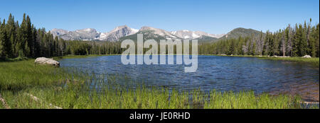 Bierstadt Lake Rocky Mountain National Park Panorama in early Summer. Stock Photo