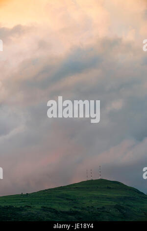 Chimanimani town seen in front of the Chimanimani mountains, Zimbabwe. Stock Photo