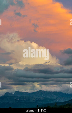 Chimanimani town seen in front of the Chimanimani mountains, Zimbabwe. Stock Photo